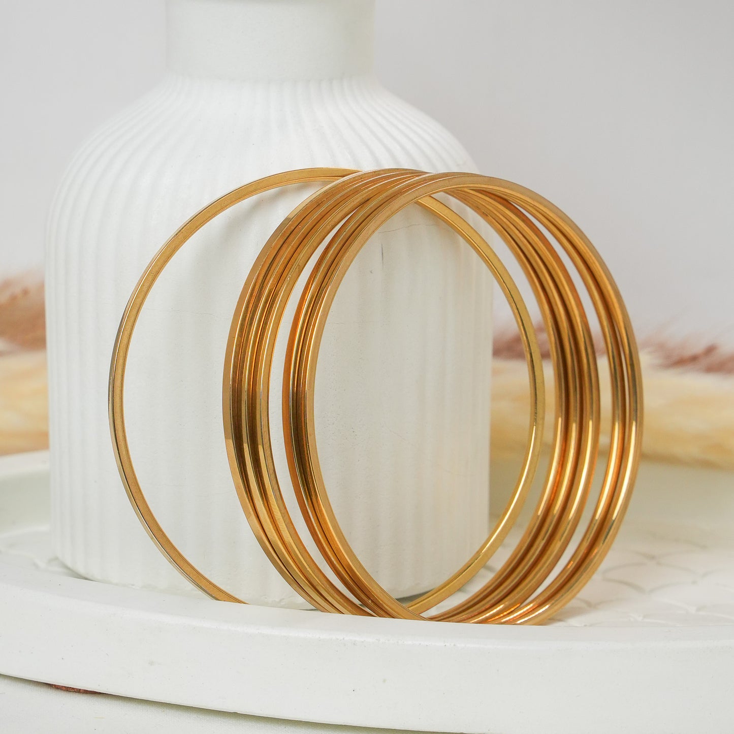 Stainless Steel Bangles Set of 6(Free big size)