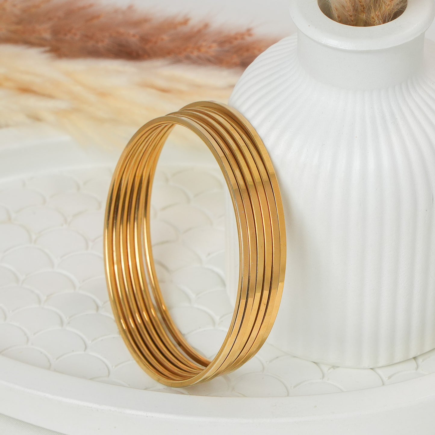 Stainless Steel Bangles Set of 6(Free big size)