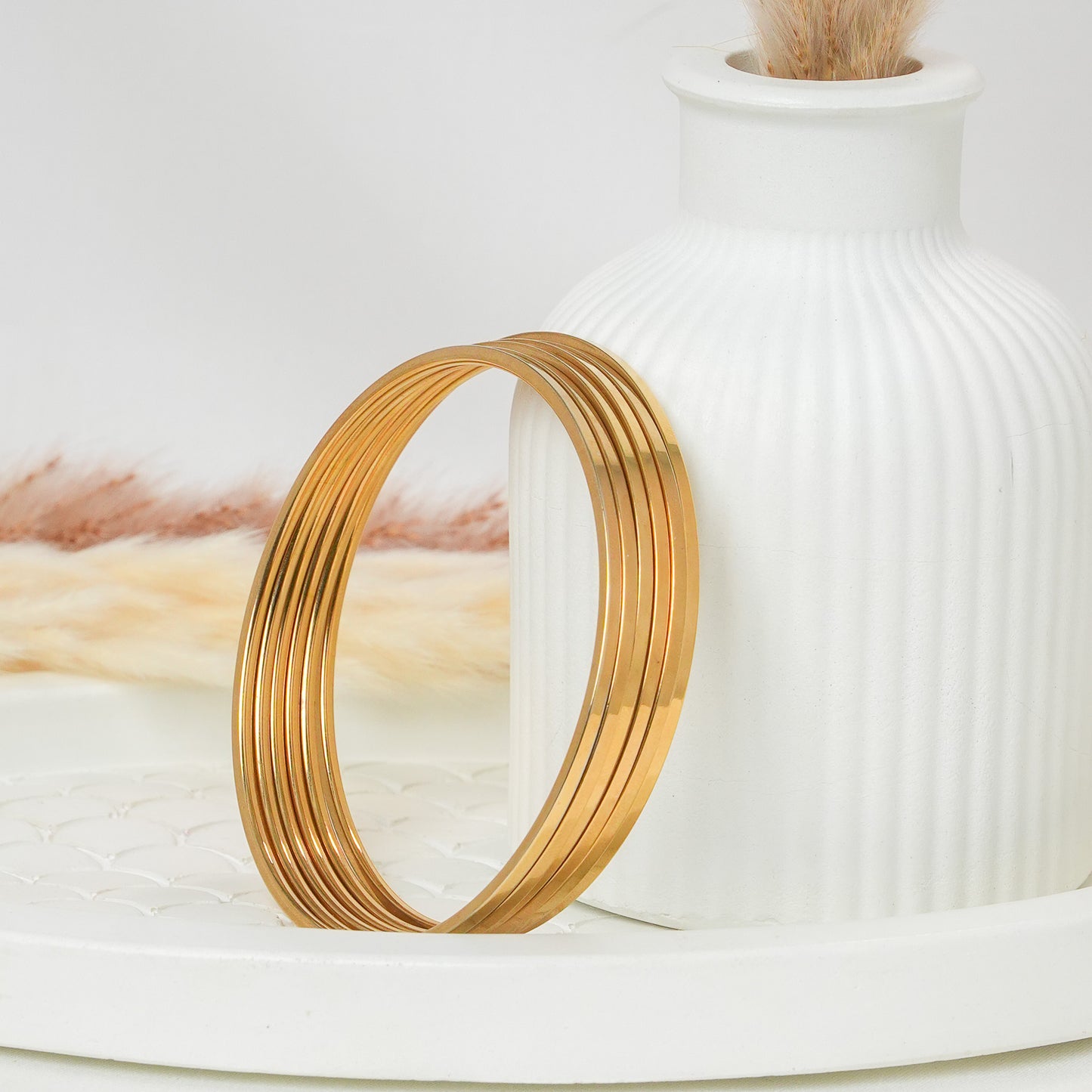 Stainless Steel Bangles Set of 6(Free big size)
