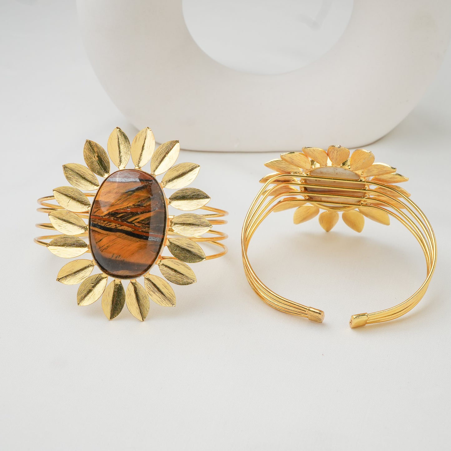Golden Sunburst Brass Cuff Bracelet