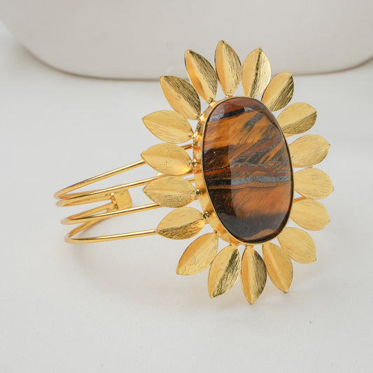 Golden Sunburst Brass Cuff Bracelet
