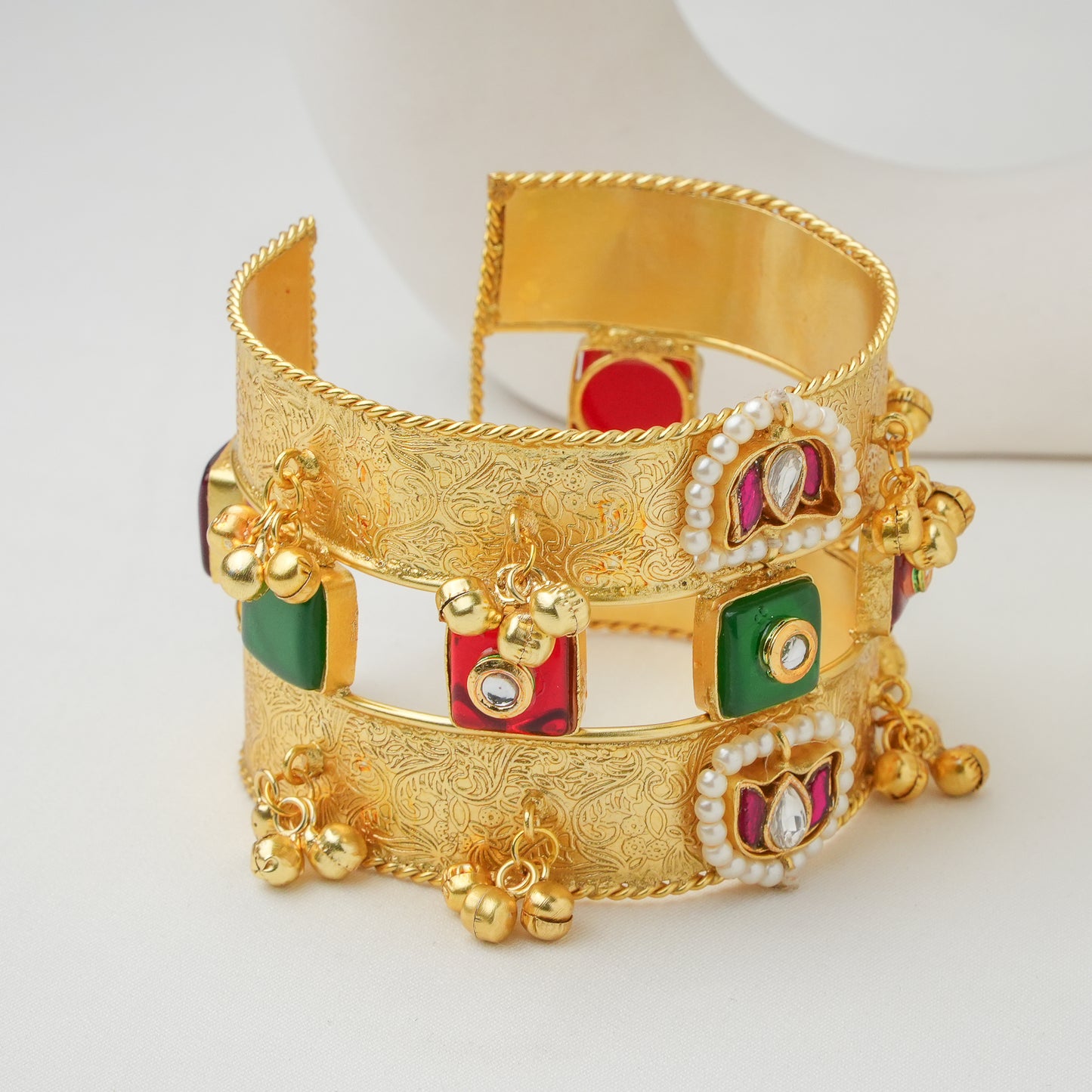 Rajkumari Brass Kundan Cuff