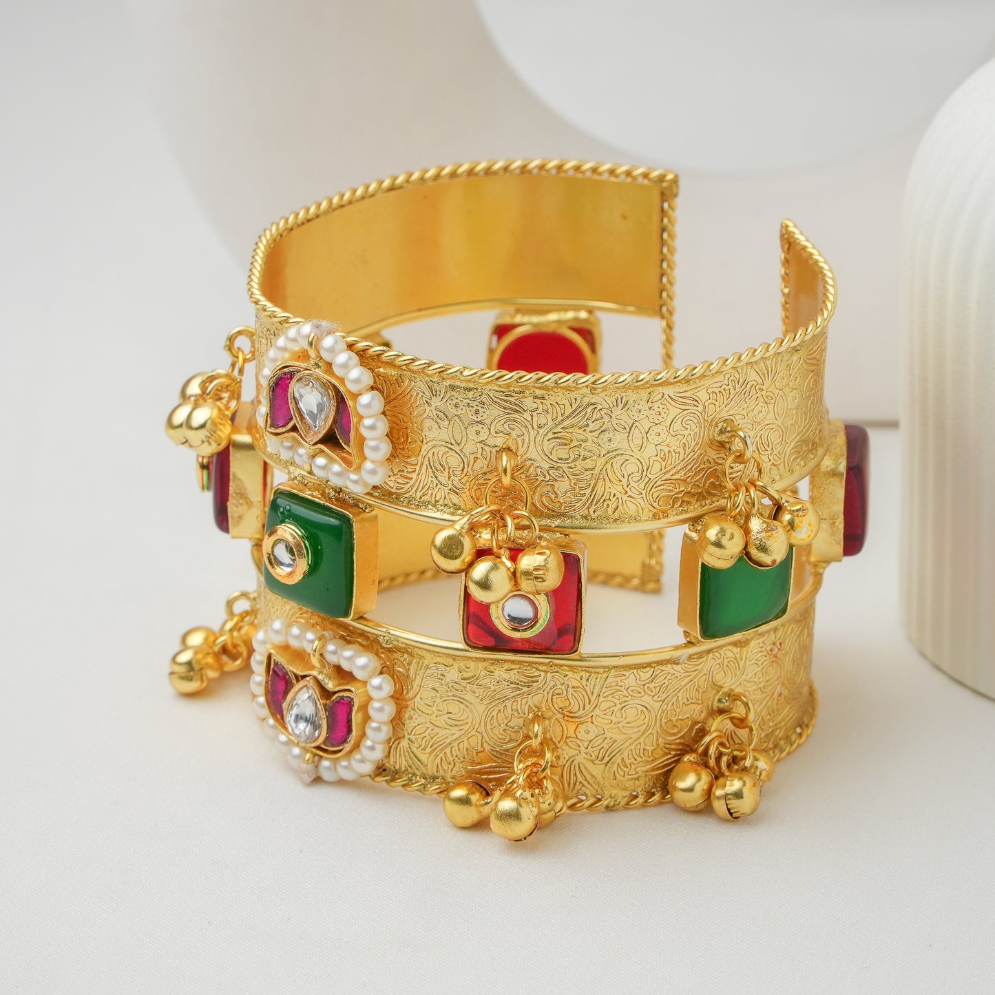 Rajkumari Brass Kundan Cuff