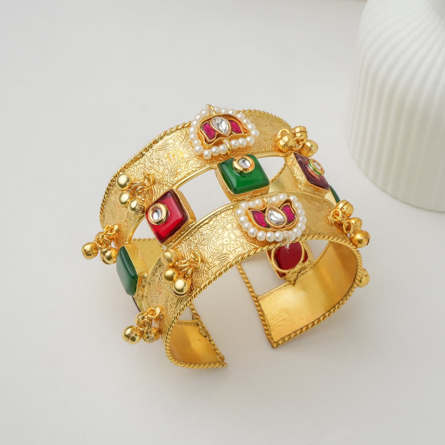 Rajkumari Brass Kundan Cuff