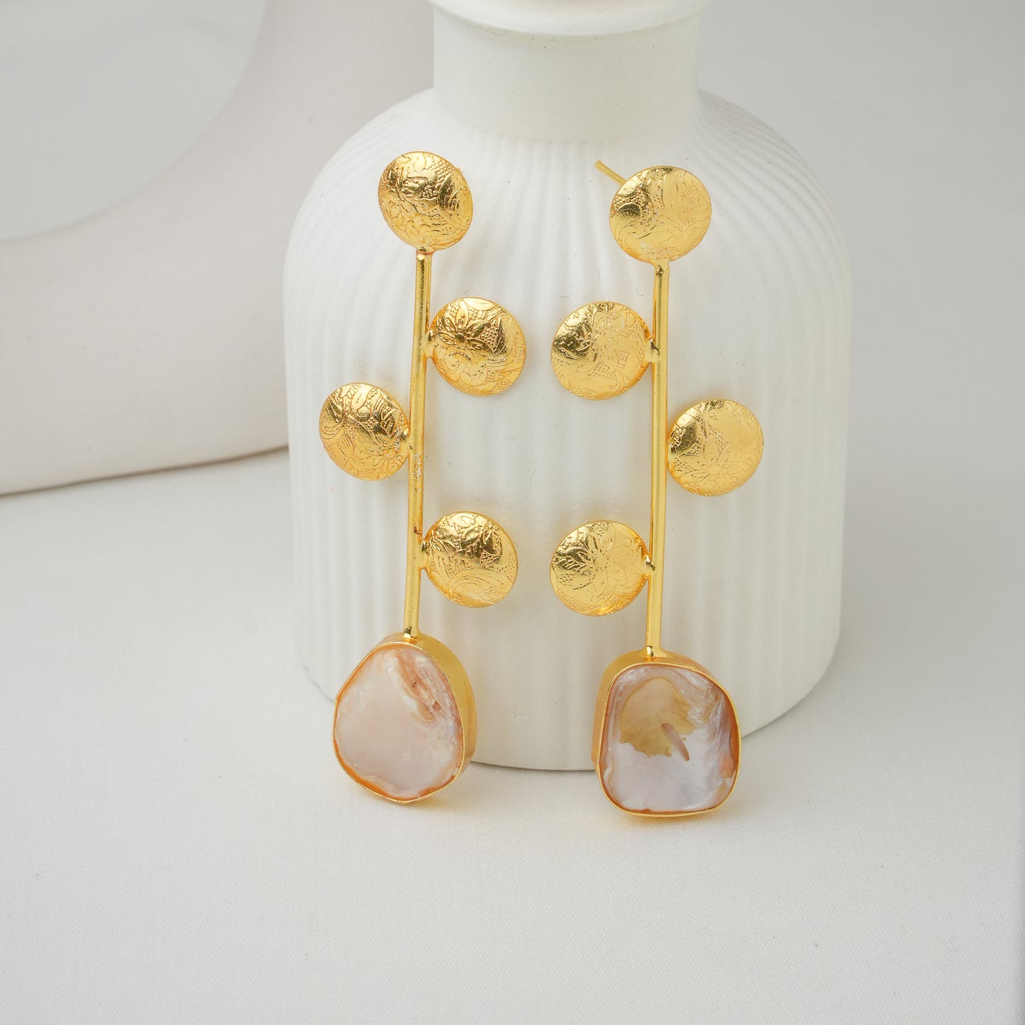 MOP Brass Zehna Earrings