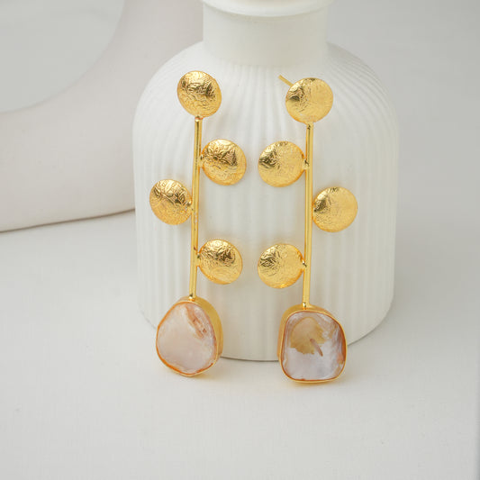 MOP Brass Zehna Earrings