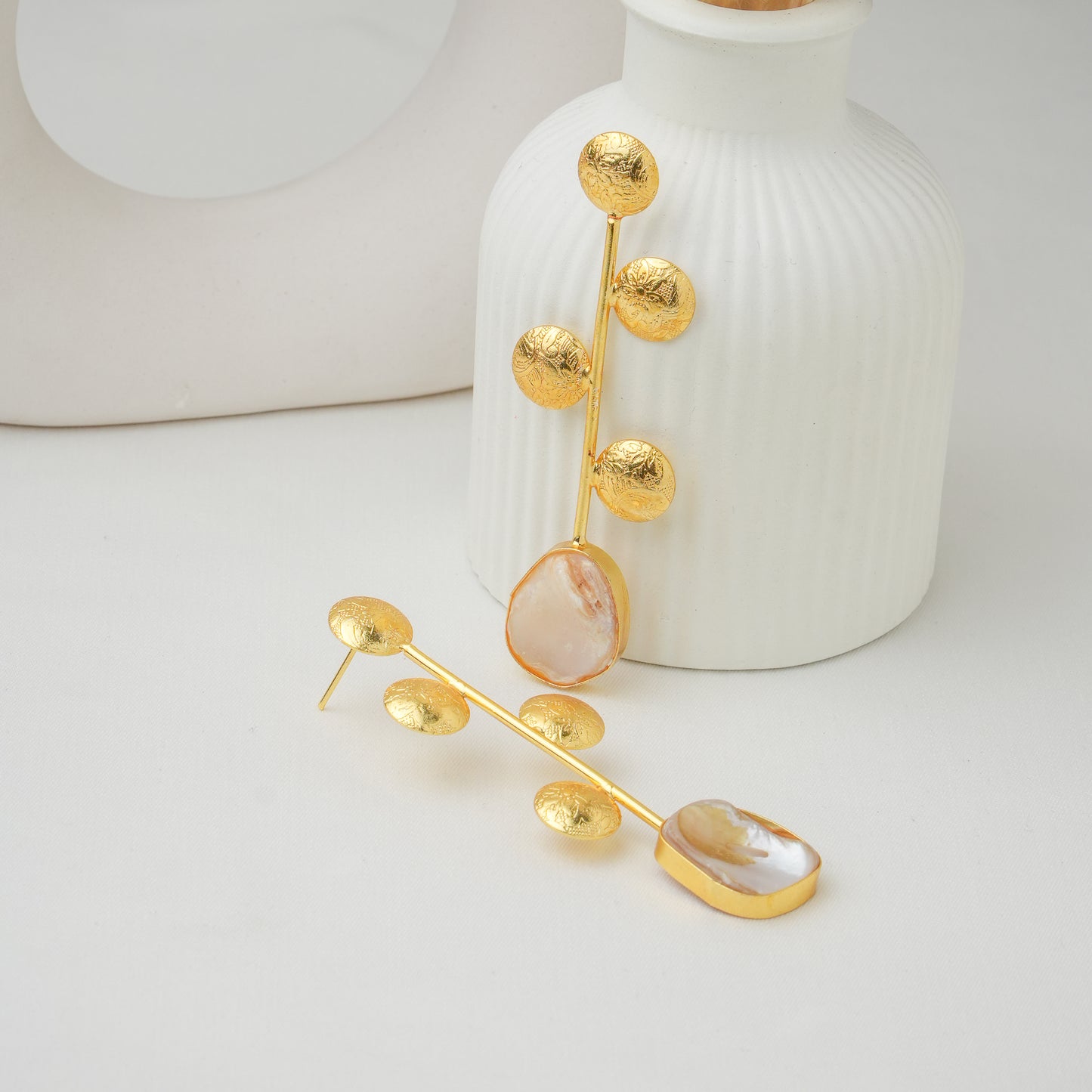 MOP Brass Zehna Earrings