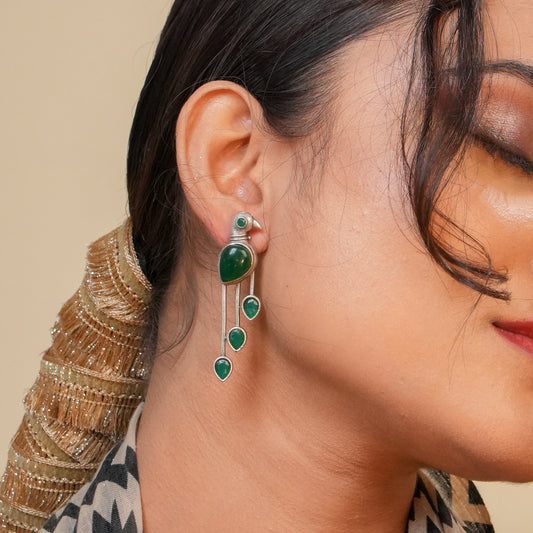 Ziva Peacock Oxidised Earrings