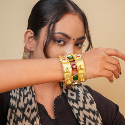 Rajkumari Brass Kundan Cuff