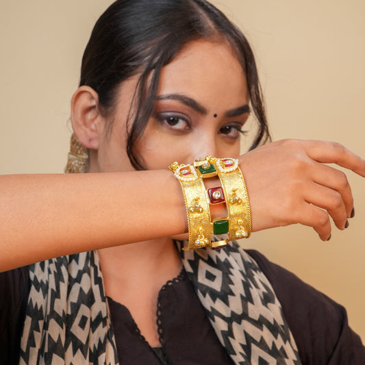 Rajkumari Brass Kundan Cuff