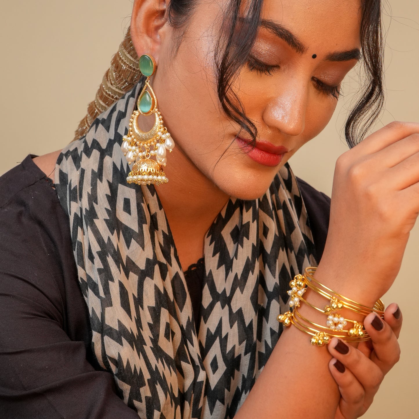 Ghunghroo Brass Charm Cuff Bracelet