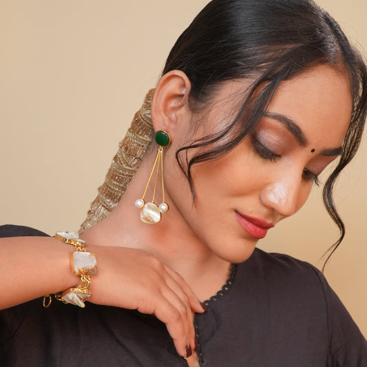 Raag Brass Earrings with MOP