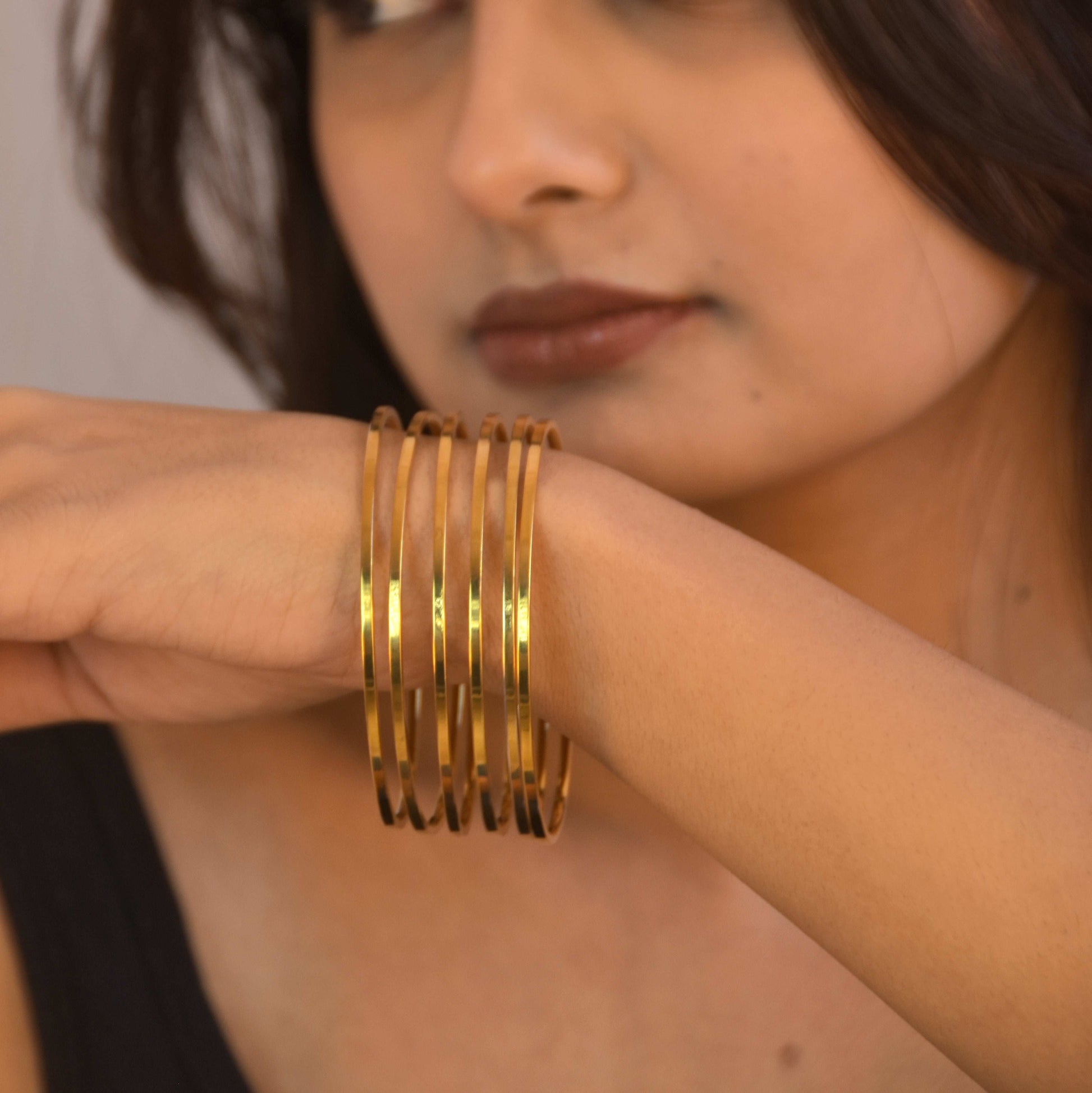 Stainless Steel Bangles Set of 6(Freesize)