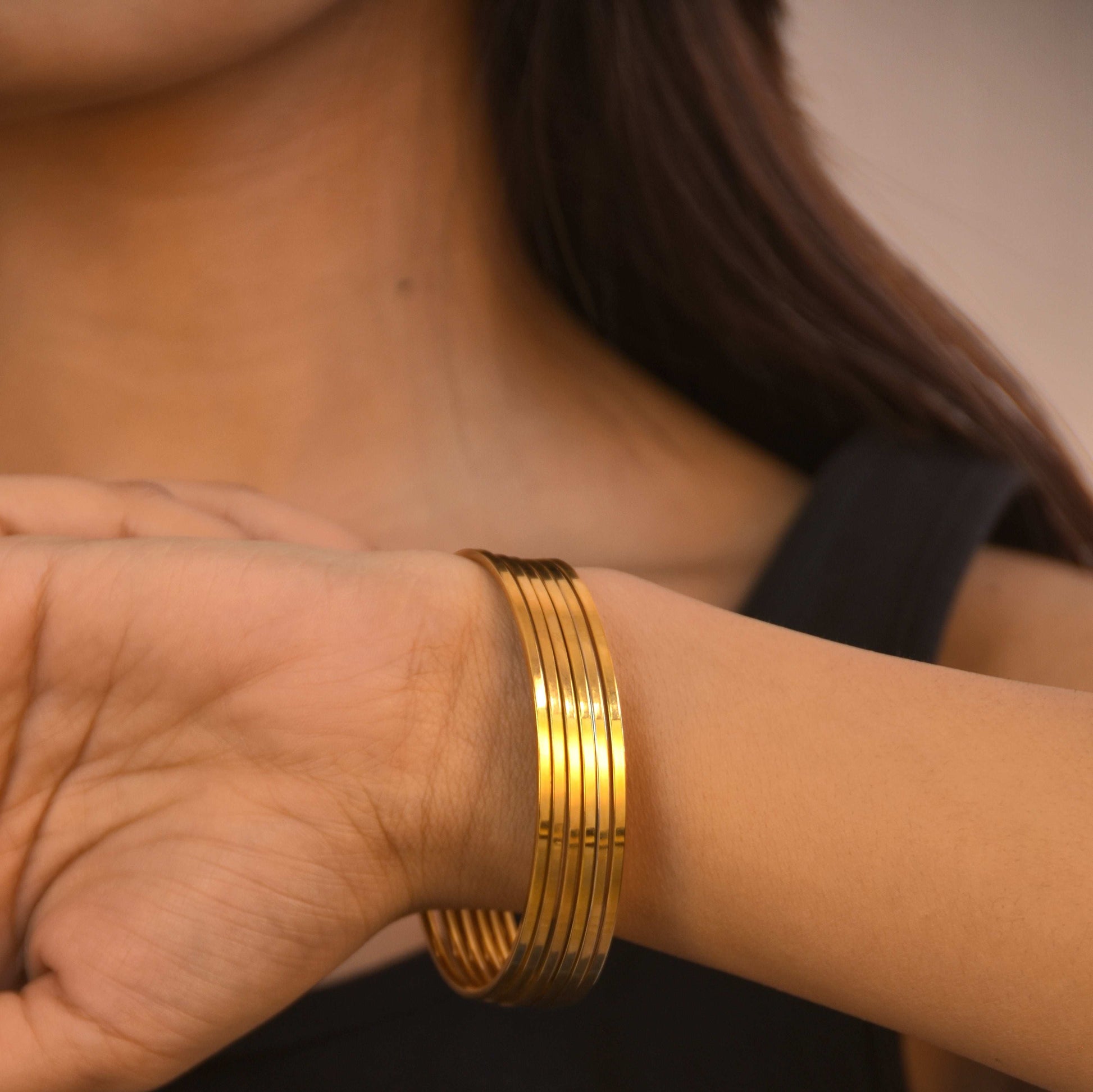 Stainless Steel Bangles Set of 6(Freesize)